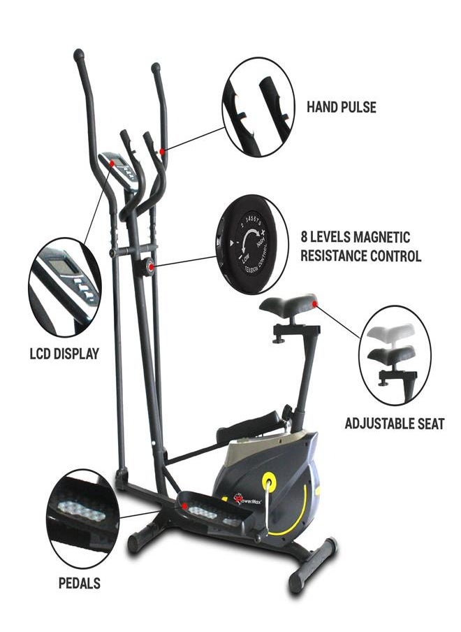 PowerMax Fitness Fitness Eh-250S Elliptical Cross Trainer With Hand Pulse, Adjustable Resistance And Lcd Display, Home Gym Workout Machine For Cardio Training  - Image 4