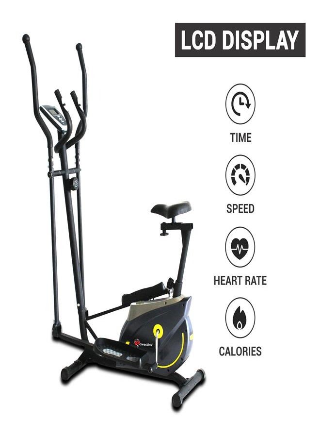 PowerMax Fitness Fitness Eh-250S Elliptical Cross Trainer With Hand Pulse, Adjustable Resistance And Lcd Display, Home Gym Workout Machine For Cardio Training  - Image 3