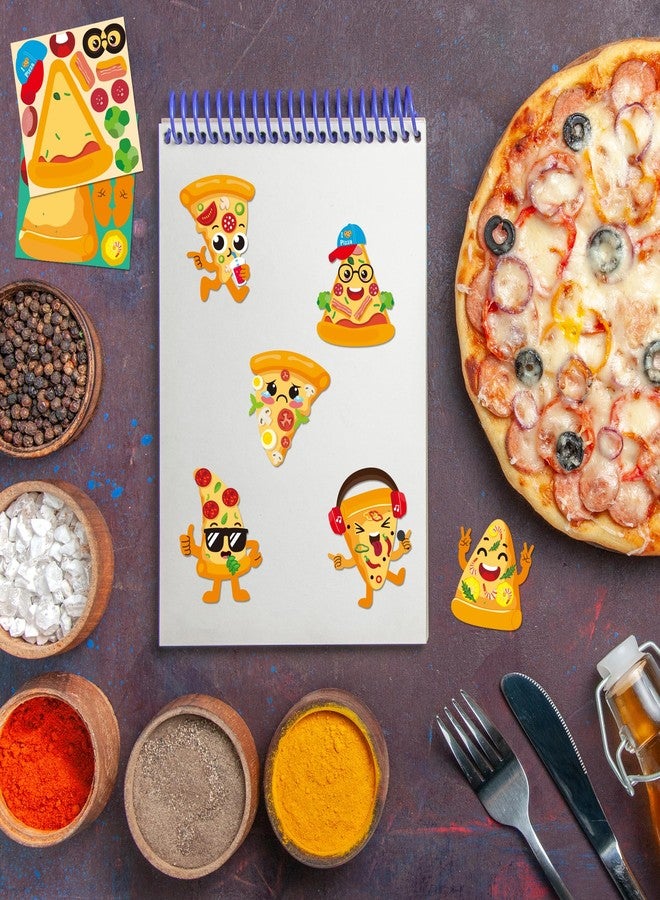 Haooryx 300pcs Make A Cartoon Pizza Scene Sticker Rolls, Make Your Own Pizza Slice DIY Sticker, Mix and Match Cute Pizza with Face Sticker Decals for Kids Birthday Party Supplies Laptop Decor - Image 4