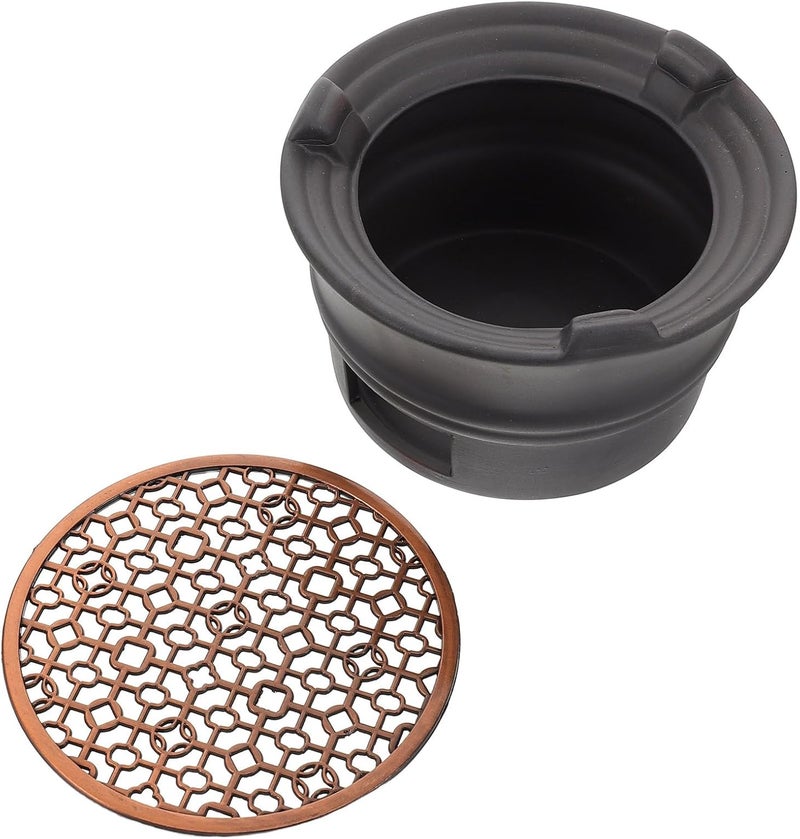 Japanese Teapot Warmer Base with Copper Pad Black Candle Tea Light Holder Decorative Stove for Home Use Tea and Coffee Warming Stand - Image 1