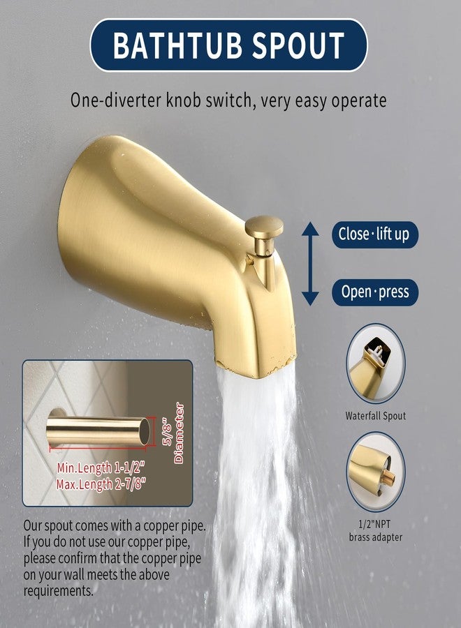 DIFEINI Tub Shower Faucet Combo Set Bathtub Faucet Set Shower System with Tub Spout Shower Tub Kit Shower Valve and Trim Kit Shower Fixtures Brushed Gold - Image 4