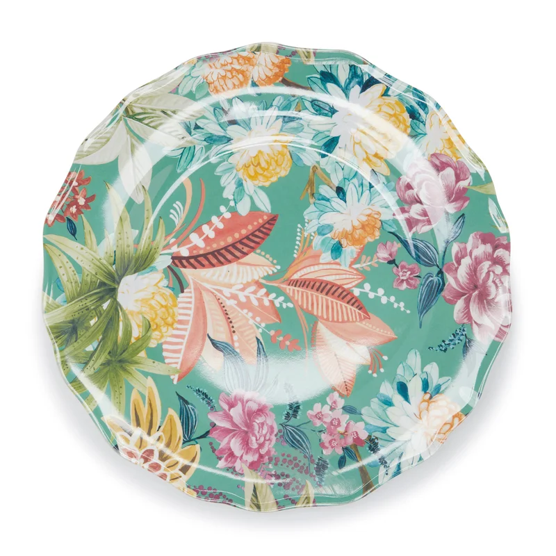Coincasa Coincasa Melamine Dinner Plate With Leaves & Flowers