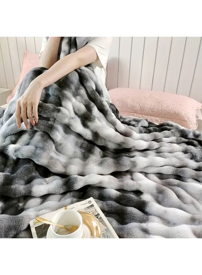 Grey Fluffy Faux Fur Throw Blanket Plush Polyester Couch Bed Sofa Chair Warm Machine Washable - Image 4