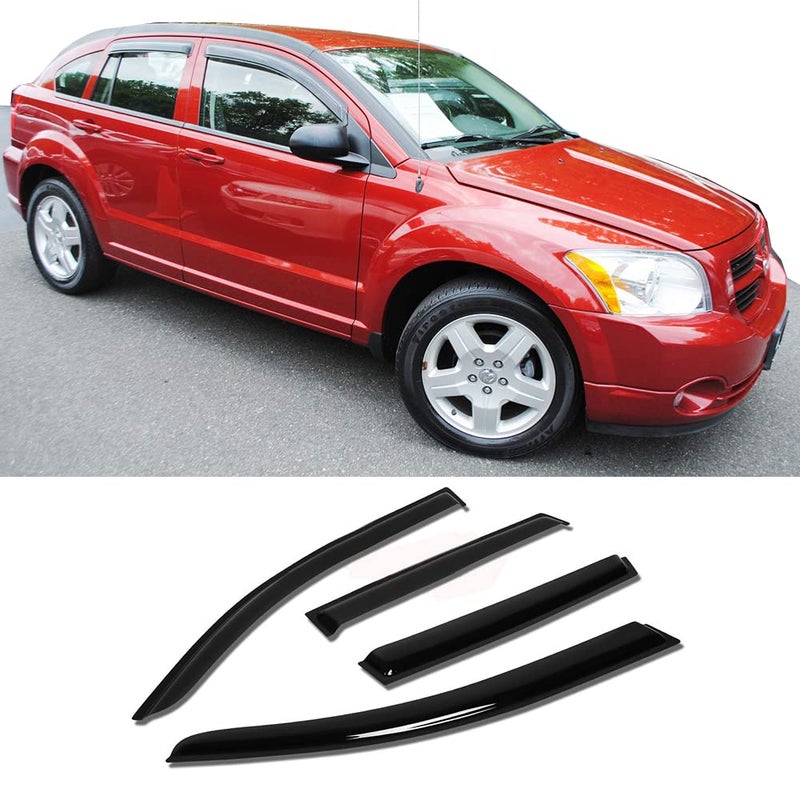 Kucaruce 94323 Original Side Window Wind Deflector4pcs Outside Mount Style TapeOn Nice Sun Rain Guards SetWindow Visor fit for 20072012 Dodge Caliber