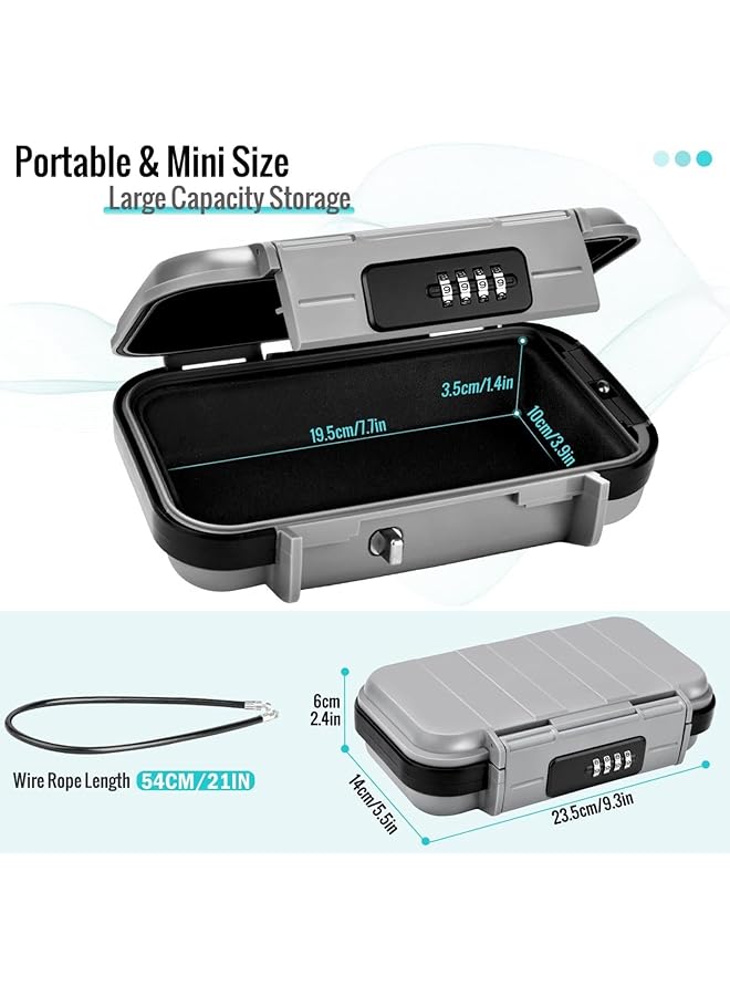 erorex Portable Security Box With Code Combination Security Case Lock Box Waterproof With Removable Wire Rope Security Safe Box For Hotel Travel Swimming Beach 23.5*14*6Cm - Image 2
