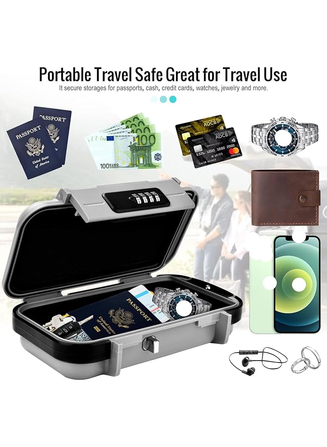 erorex Portable Security Box With Code Combination Security Case Lock Box Waterproof With Removable Wire Rope Security Safe Box For Hotel Travel Swimming Beach 23.5*14*6Cm - Image 4