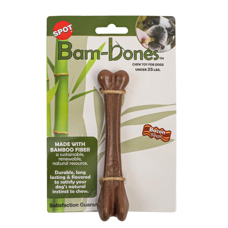SPOT Bam-Bones Bone - Made with Strong Bamboo Fiber, Durable Long Lasting Dog Chew for Light to Moderate Chewers, Great Toy for Adult Dogs & Teething Puppies Under 25lbs, 5.75in, Bacon Flavor - Image 3