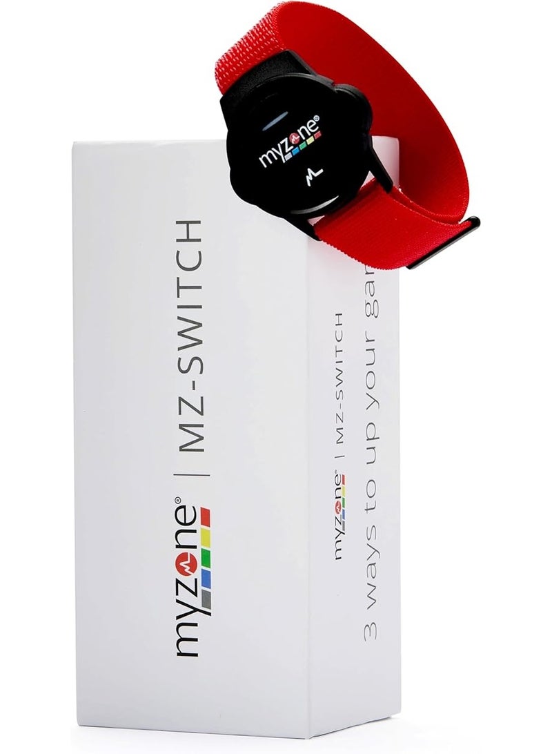 MYZONE MZ Switch Heart Rate Monitor – 3-in-1 Chest, Arm & Wrist Tracker | Built-in Memory | Waterproof | 6-Month Battery | Gym, Running & Swimming | Red - Image 2