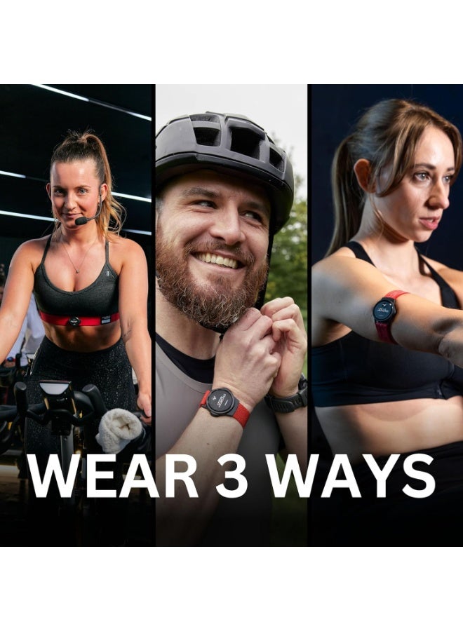 MYZONE MZ Switch Heart Rate Monitor – 3-in-1 Chest, Arm & Wrist Tracker | Built-in Memory | Waterproof | 6-Month Battery | Gym, Running & Swimming | Red - Image 4
