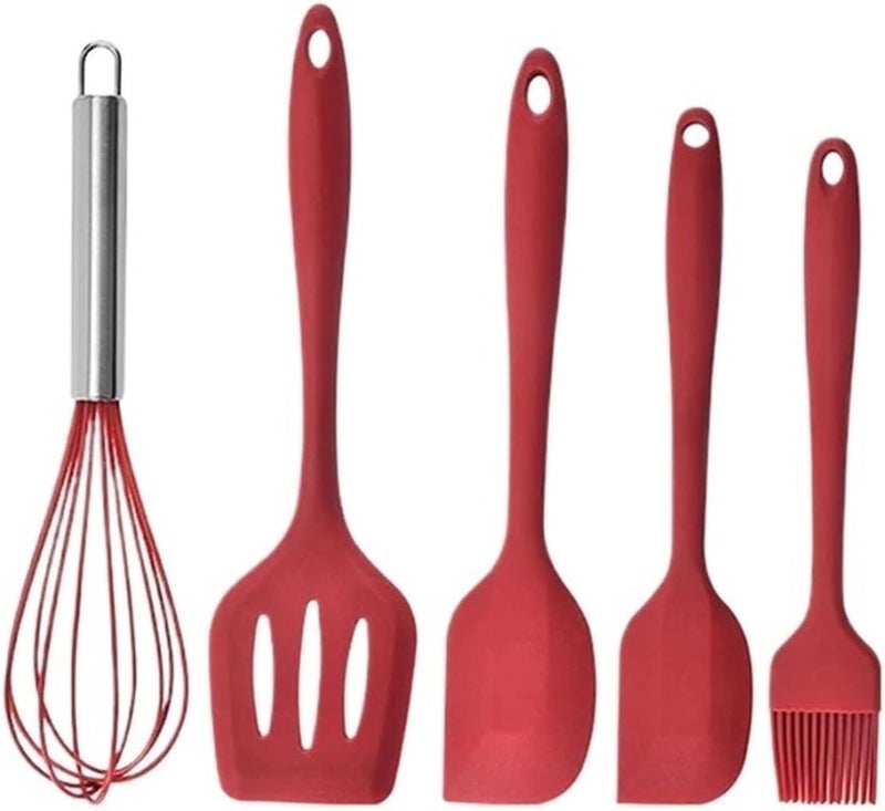Withstand High-Temperature Silicone Baking Set: Spatula, Oil Brush, Whisk, Baking Tools Set(Red) - Image 1