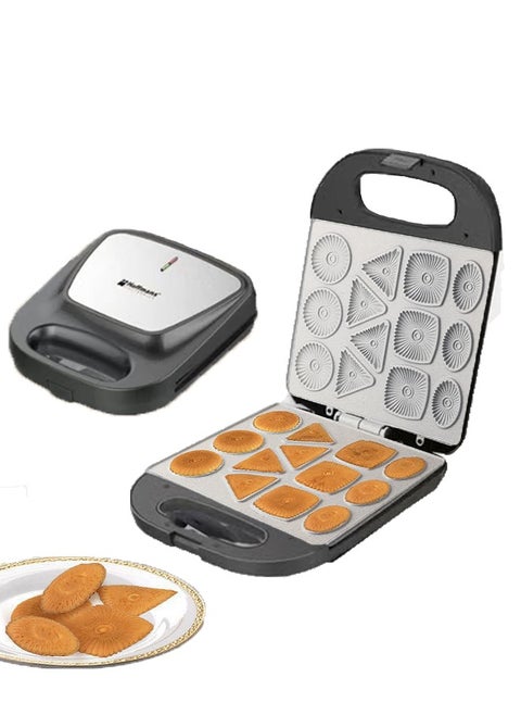 Biscuit Maker/Cake Decorator,1400W Non-Stick Scones Maker Machine with Indicator Light,for Makes 4 Different Cookies and Waffle,HM-3020 Black/Silvery