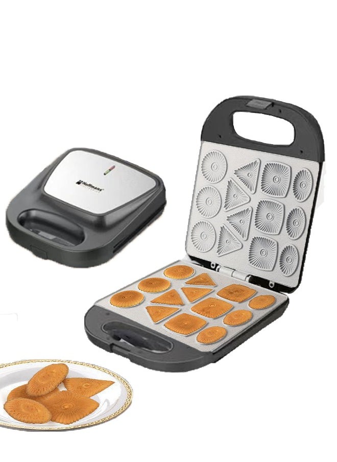 Hoffmans - Biscuit Maker/Cake Decorator,1400W Non-Stick Scones Maker Machine with Indicator Light,for Makes 4 Different Cookies and Waffle,HM-3020 Black/Silvery - Image 1