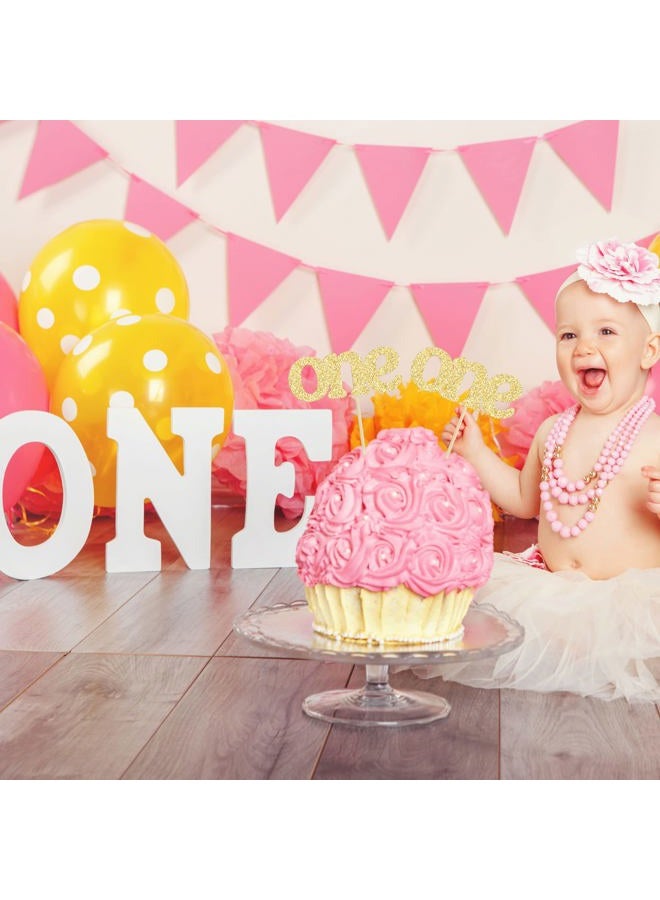 Ephlyn 24Pcs First Birthday Cupcake Toppers Glitter One Cupcake Picks Baby Shower 1st Birthday Cake Decorations Party Supplies Gold - Image 4