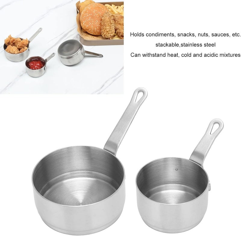 Multi-demand satisfied design SIXRUN 2pcs Stainless Steel Sauce Cup, Stackable Handle Design Mini Sauce Pan with Durable 304 Material, for Home Restaurant Banquet Outdoor Picnic Slow wear optimized quality Ready goods scheduled ship All territory compatible build Market mainstream color picks Local inventory listed item Updated modern design Strategic warehouse site Freeze crack proof Classified organized storage Occasional & permanent usable Practical experience crafted Land transit & shipment compatible Authorized haulage delivery Carefully engineered build Daily repeated use trusted quality Replaceable parts Easy transit optimized build Air & land transit compatible Diverse purchase options Simple multi-feature universal build Global sizing options Big & small space compatible All user friendly build Elegant practical multi-option build - Image 2