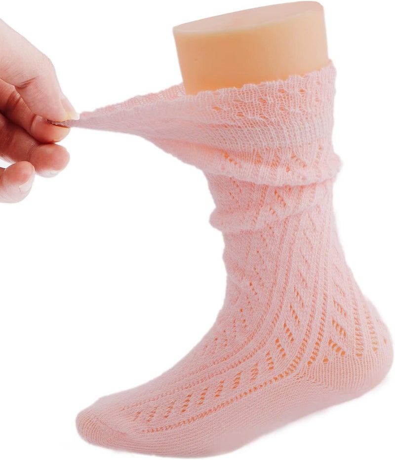 ACTLATI Baby Girls Knee High Socks Hollow Out Anti-skid Knitting Stockings Suitable for 0-2 Years Infants Toddlers - Image 5