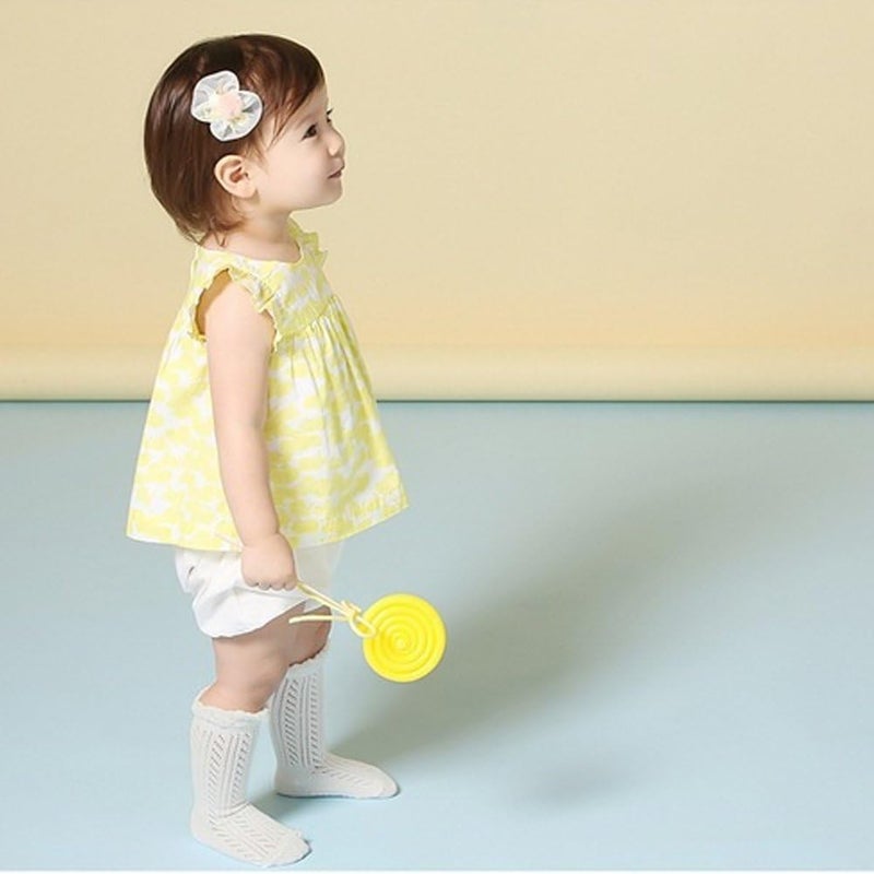 ACTLATI Baby Girls Knee High Socks Hollow Out Anti-skid Knitting Stockings Suitable for 0-2 Years Infants Toddlers - Image 4