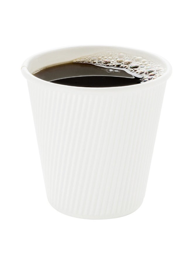 Restaurantware Restaurantware 8 Ounce Double Wall Disposable Coffee Cups, 500 Insulated White Paper Tumblers with Ripple Wall Design, Lids Sold Separately for Hot Drinks like Tea, Hot Chocolate, and More  - Image 2