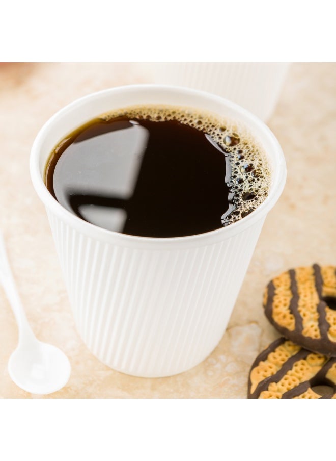 Restaurantware Restaurantware 8 Ounce Double Wall Disposable Coffee Cups, 500 Insulated White Paper Tumblers with Ripple Wall Design, Lids Sold Separately for Hot Drinks like Tea, Hot Chocolate, and More  - Image 3