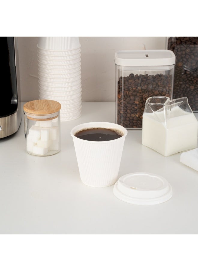 Restaurantware Restaurantware 8 Ounce Double Wall Disposable Coffee Cups, 500 Insulated White Paper Tumblers with Ripple Wall Design, Lids Sold Separately for Hot Drinks like Tea, Hot Chocolate, and More  - Image 4