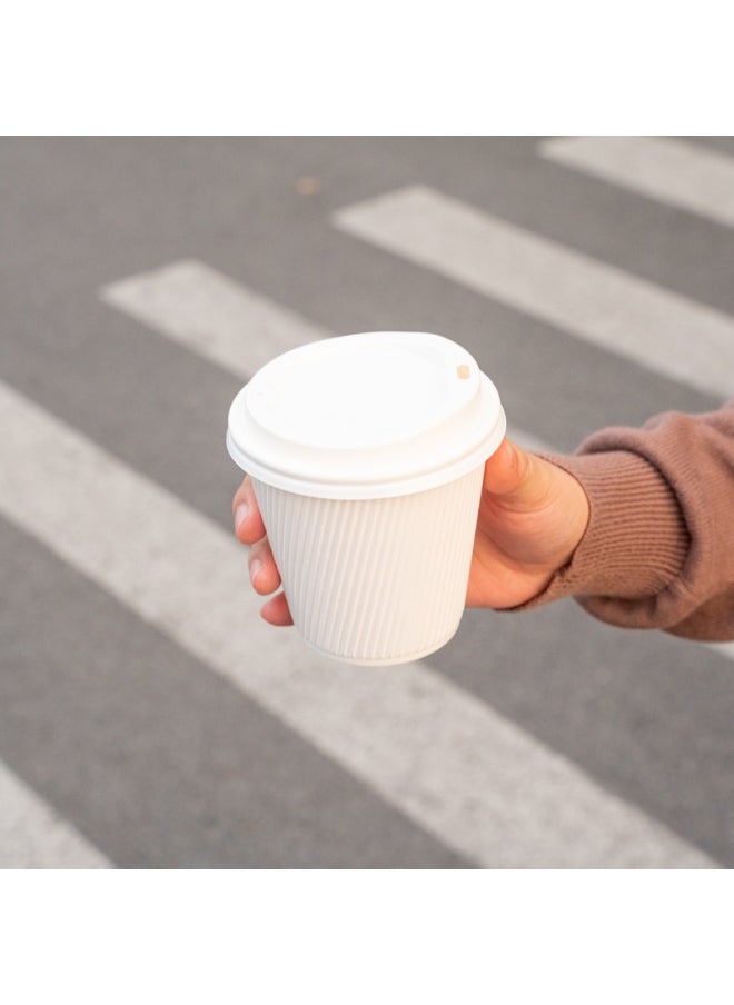 Restaurantware Restaurantware 8 Ounce Double Wall Disposable Coffee Cups, 500 Insulated White Paper Tumblers with Ripple Wall Design, Lids Sold Separately for Hot Drinks like Tea, Hot Chocolate, and More  - Image 5