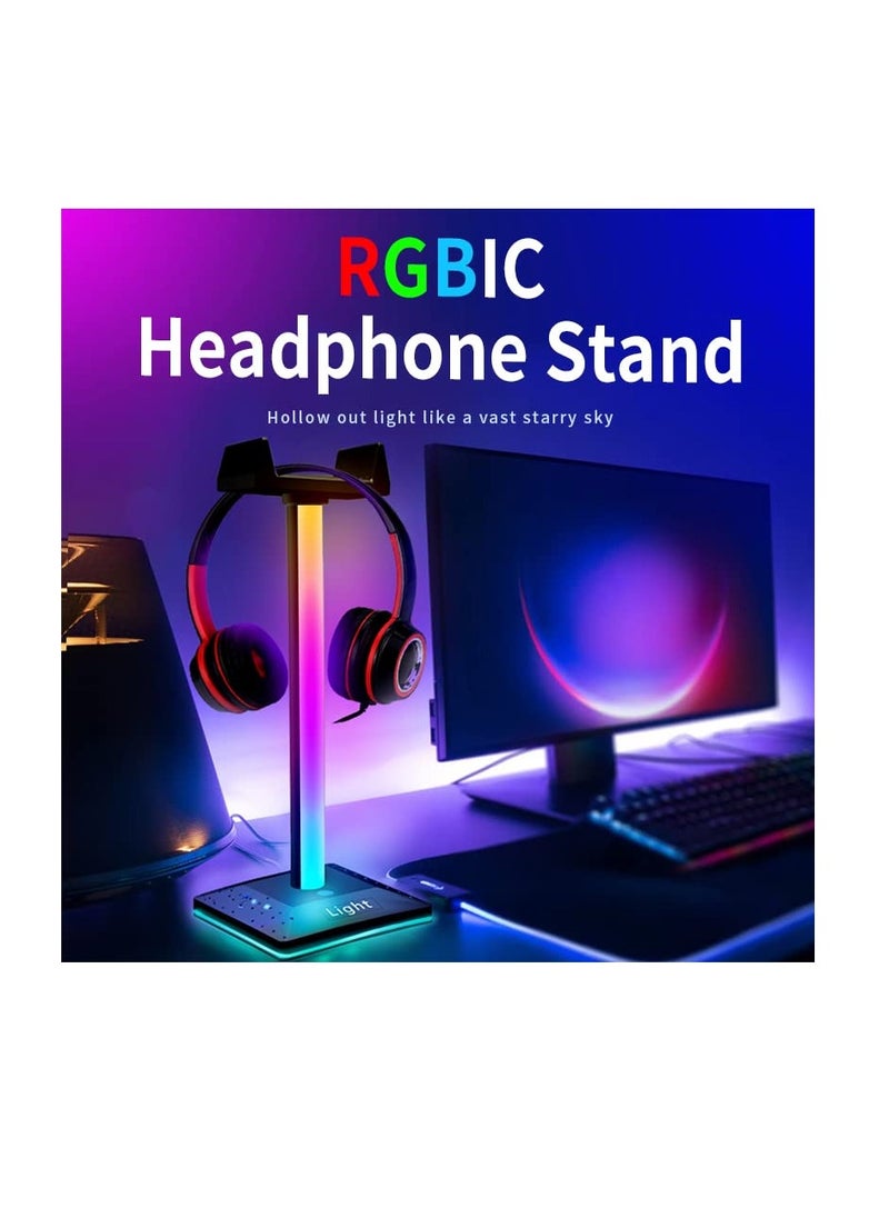 Excefore RGB Light Headphone Stand with USB Charger Port, Desk Gaming Headset Holder, Headset Holder Hanger Base for Gamers Desktop Table Game Earphone Accessories  - Image 2