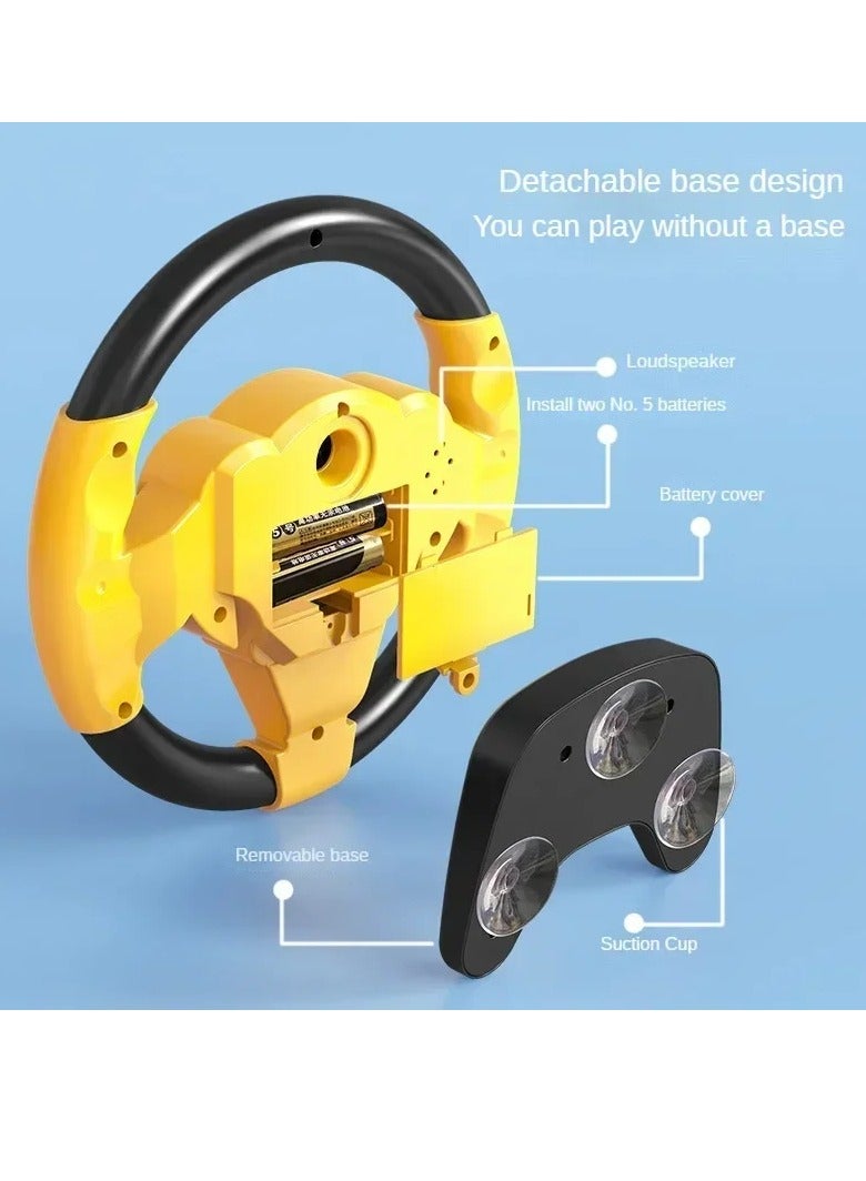AROAQ لعبة عجلة القيادة، عجلة قيادة محاكاة لامعة للأطفال، لعبة عجلة تعلم كهربائية تفاعلية موسيقية مضحكة، لعبة محاكاة قيادة تعليمية مبكرة للأطفال، (أصفر) - Image 4