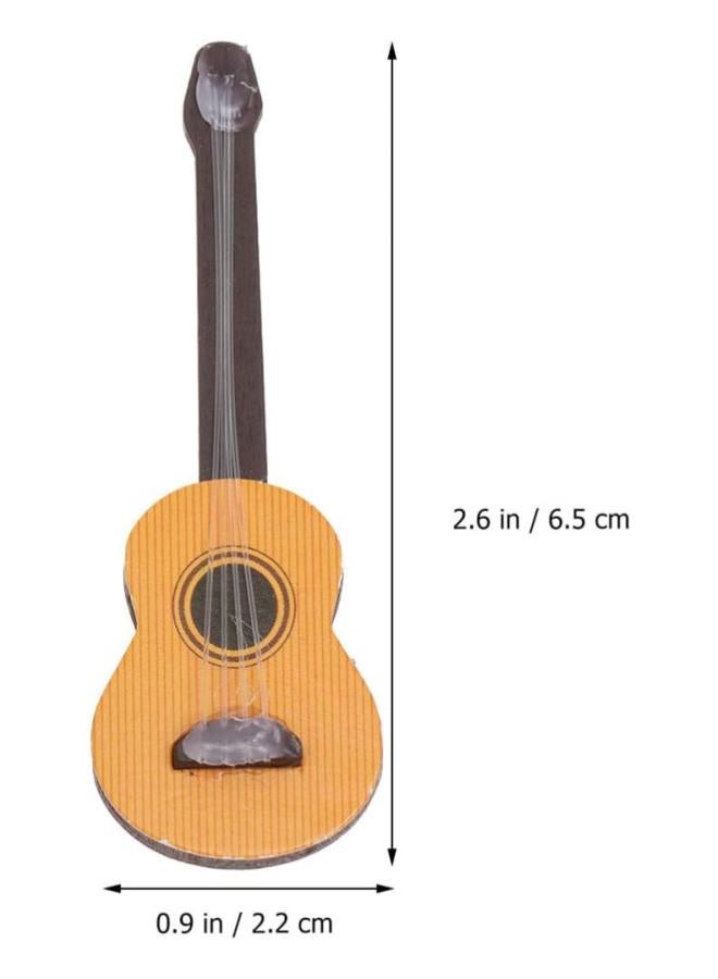 WYBOT Base Guitar 2PCS Wooden Miniature Guitar Dollhouse Mini Musical Instrument Photo Props Doll House Model Home Decoration