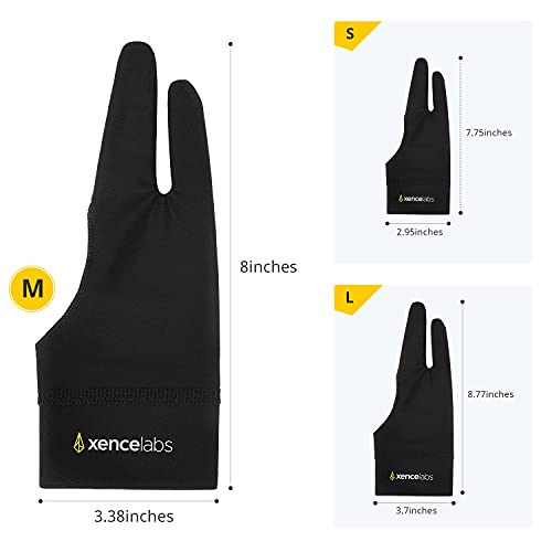 XENCELABS Drawing Glove, Breathable Artist Glove for Drawing Tablet, Two Fingers for Left Right Hand Black Size L - Image 4