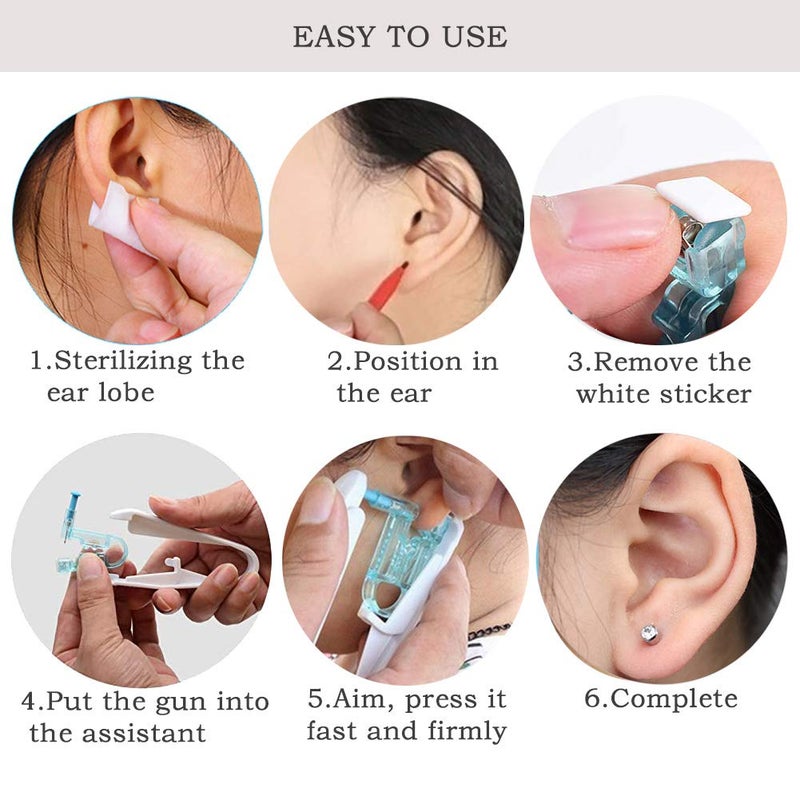 Lishae Ear Piercing Kit, 8 Pcs 4mm Disposable Self Ear Pericings Kit with Ear Studs and 1Pcs Piercing Gun Aid Pierce Kit Tool - Image 5