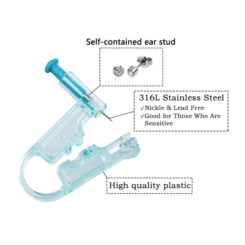 Lishae Ear Piercing Kit, 8 Pcs 4mm Disposable Self Ear Pericings Kit with Ear Studs and 1Pcs Piercing Gun Aid Pierce Kit Tool - Image 2