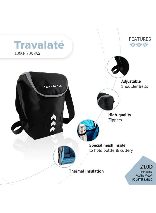 TRAVALATE® Thermally Insulated Polyester Waterproof Lunch Bag for Men and Women (Black Grey) 12 litres - Image 3