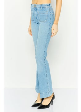 Wrangler Women Slim Fit Washed Wide Leg Jeans, Blue  - Image 2