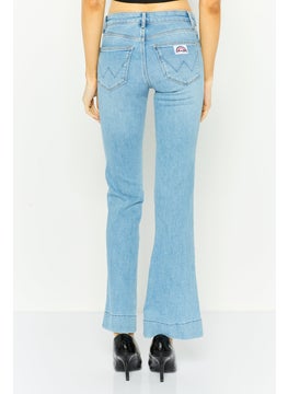 Wrangler Women Slim Fit Washed Wide Leg Jeans, Blue  - Image 3