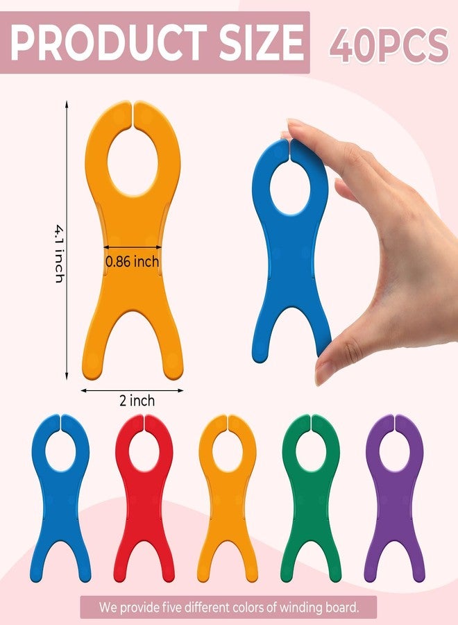 فايربومون 40 قطعة من بكرات خيوط كبيرة، أداة لف الخيوط للحياكة والخياطة والكروشيه والنسيج، منظم بكرات خيوط الغرز المتقاطعة، حامل خيوط (5 ألوان) - Image 2