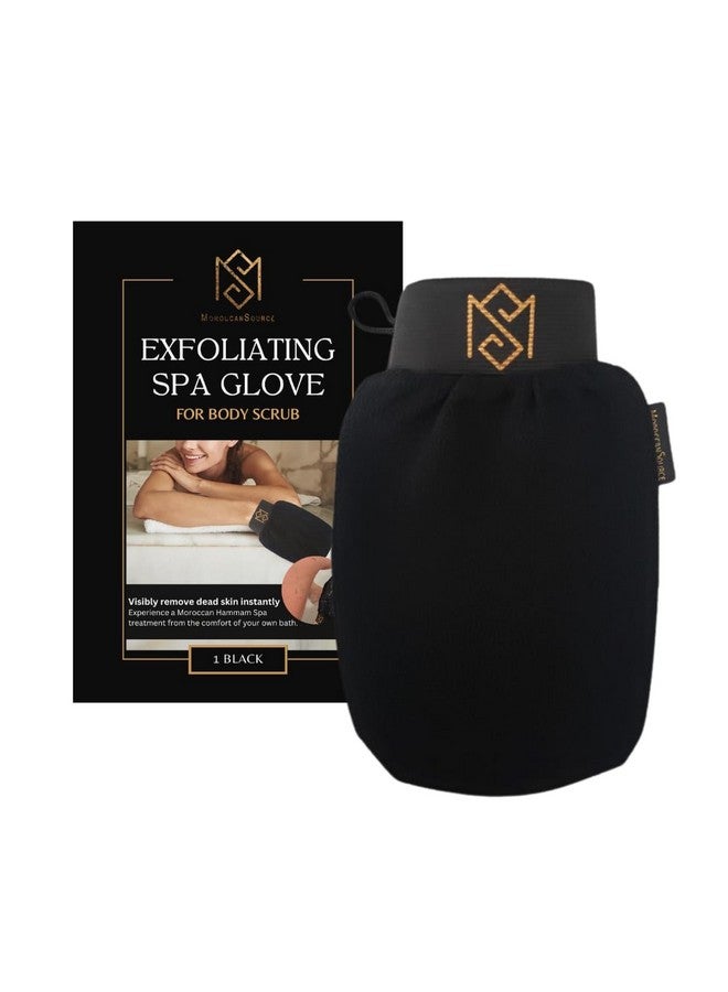 MS Exfoliating Glove Kessa Mitt Body Scrubber - Dead Skin Remover Shower Glove for Dead Skin Scrubbing and Deep Pore Cleansing - by MoroccanSource (1 Pack Black)  - Image 1