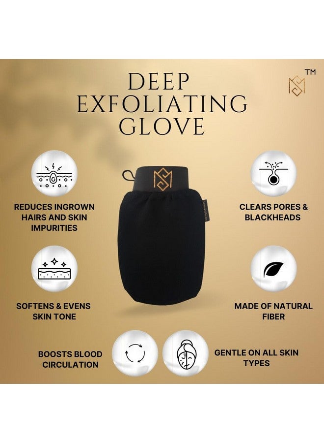 MS Exfoliating Glove Kessa Mitt Body Scrubber - Dead Skin Remover Shower Glove for Dead Skin Scrubbing and Deep Pore Cleansing - by MoroccanSource (1 Pack Black)  - Image 5
