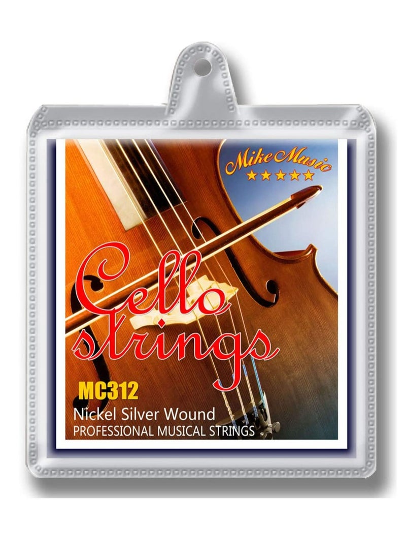 Mike Music Full Set of Cello Strings, Size 4/4 and 3/4 Cello Strings, Steel Core with Alloy Wound, Medium Tension Soft Tone, Full Set A D G and C  - Image 2