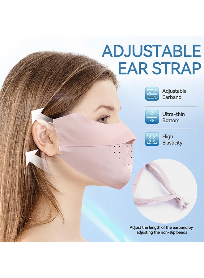 Wffo 5 Pcs Breathable Ice Silk Face Masks Set - UV Face Mask - Sun Protection - Sports Face Mask - Breathable Mesh Face Cover - Dust Proof Sun Protection Fabric Face Covering - Washable, Reusable - for Running Fishing Golf Sports Face Shield (Pink) - Image 5