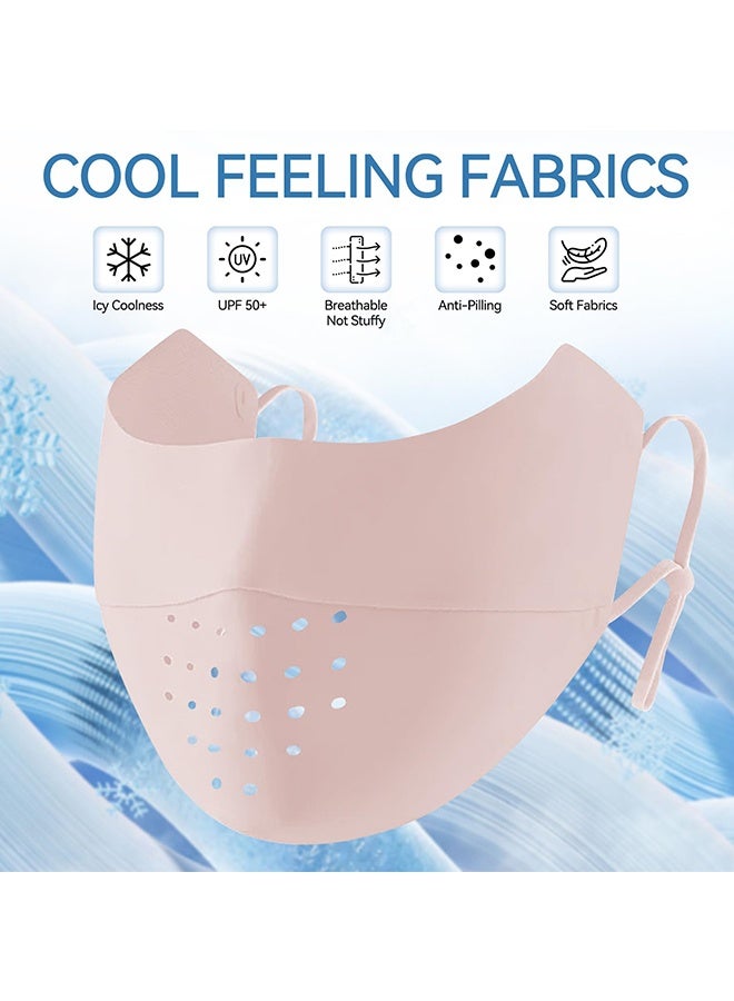 Wffo 5 Pcs Breathable Ice Silk Face Masks Set - UV Face Mask - Sun Protection - Sports Face Mask - Breathable Mesh Face Cover - Dust Proof Sun Protection Fabric Face Covering - Washable, Reusable - for Running Fishing Golf Sports Face Shield (Pink) - Image 2