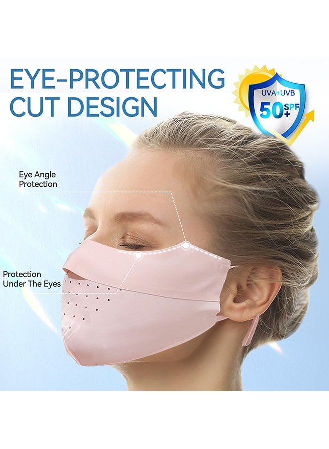 Wffo 5 Pcs Breathable Ice Silk Face Masks Set - UV Face Mask - Sun Protection - Sports Face Mask - Breathable Mesh Face Cover - Dust Proof Sun Protection Fabric Face Covering - Washable, Reusable - for Running Fishing Golf Sports Face Shield (Pink) - Image 4