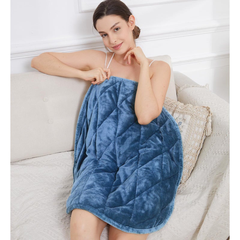 Alomidds Weighted Lap Pad 7lbs  Cozy Soft Flannel Weighted Lap Blanket for Adults  All-Season Weighted Blankets for Travel  Relaxing  Sleeping  Napping  Machine Washable  Bluish Gray  29"" x 24"" - Image 1