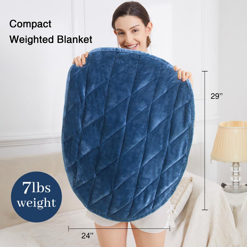 Alomidds Weighted Lap Pad 7lbs  Cozy Soft Flannel Weighted Lap Blanket for Adults  All-Season Weighted Blankets for Travel  Relaxing  Sleeping  Napping  Machine Washable  Bluish Gray  29"" x 24"" - Image 5