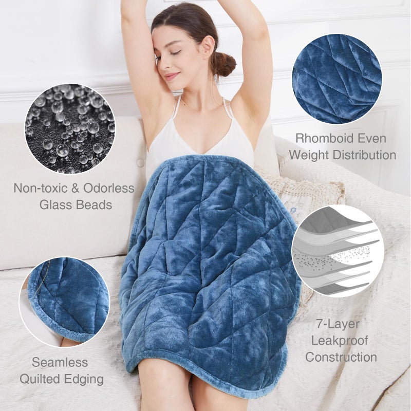 Alomidds Weighted Lap Pad 7lbs  Cozy Soft Flannel Weighted Lap Blanket for Adults  All-Season Weighted Blankets for Travel  Relaxing  Sleeping  Napping  Machine Washable  Bluish Gray  29"" x 24"" - Image 2