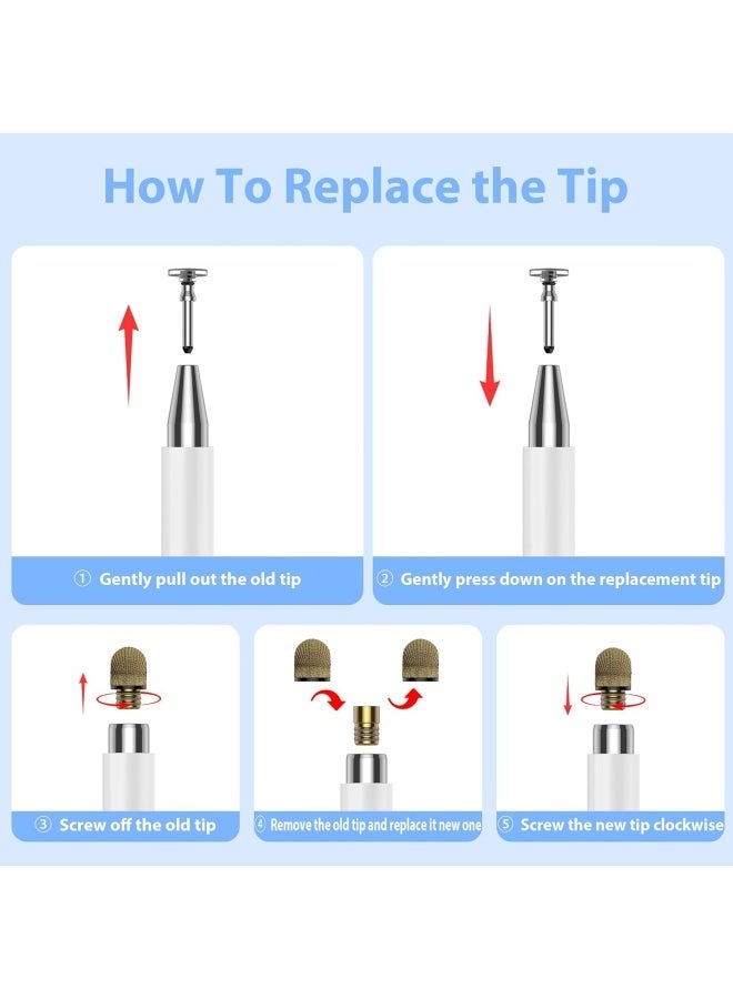 قلم Stylus لـ iPad ، نصيحة القرص السعة وMagent Cap متوافق مع جميع شاشات اللمس قلم لـ Apple iPad (أبيض) - Image 4