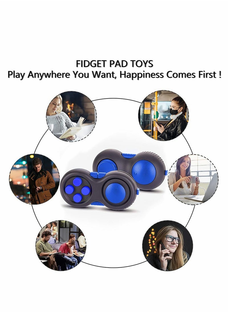 Excefore - Fidget Pad Toy for Anxiety and Stress Relief 8 Fidget Features Cube with Silent Button ABS Plastic Fidget Controller Pad Cube for Kids and Adults Blue - Image 1
