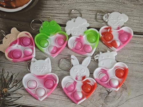 mypush popo 50 Packs Classroom Students Bulk Love Mini Pop Heart 8 Design Animal Valentines Day Party Favors - Image 1