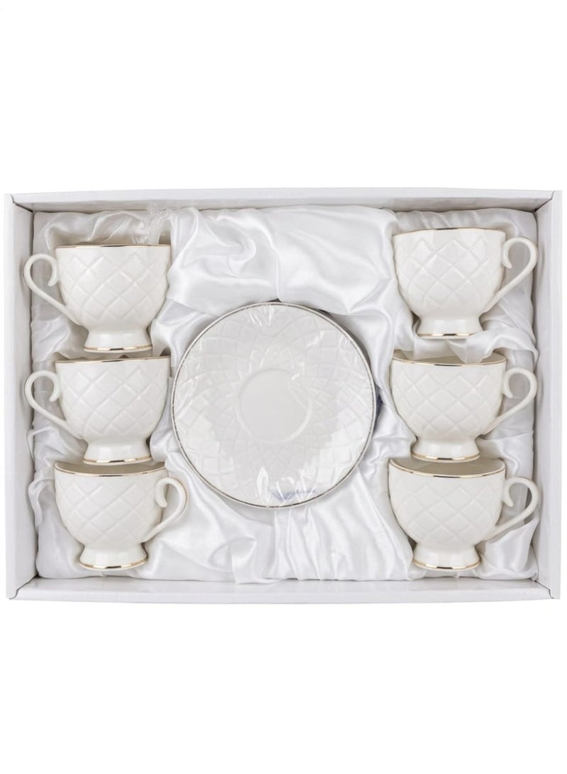 AKDC Cv Cup And Saucer Set 6/6 Set 150Ml White With Gold - Image 1