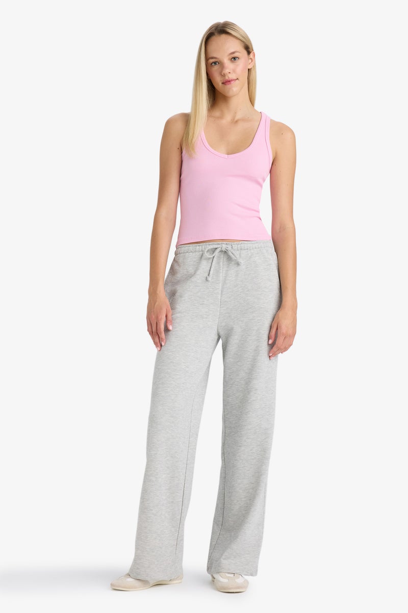 DeFacto Pink Woman Slim Fit Camisole V-Neck Tank Top Casual - Image 2