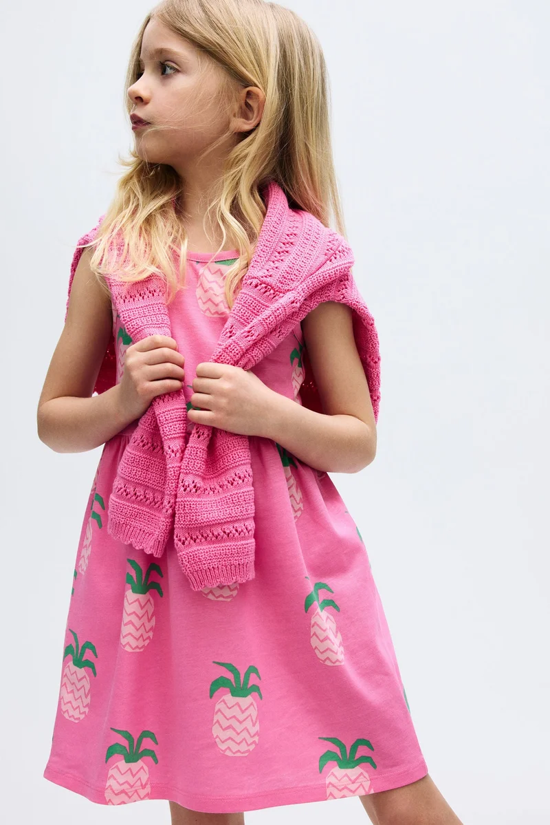 اتش اند ام فستان منقوش من القطن