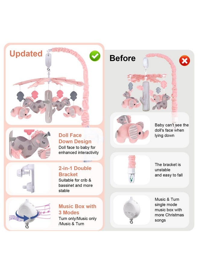 Blublu Park Upgraded Blublu Park Musical Mobile for Crib, Baby Crib Mobile with Hanging Rotating Toys Woodland Nursery Decor for Newborn Baby Boys Girls, Digital Music Box with 3 Modes, 12 Lullabies (Pink) - Image 2
